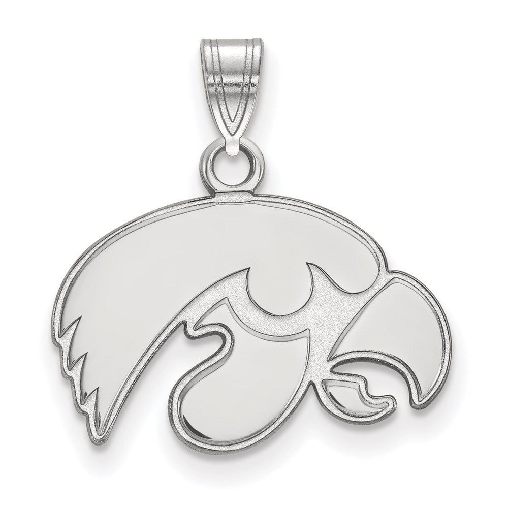 10K White Gold Logoart University Of Iowa Hawk Small Pendant