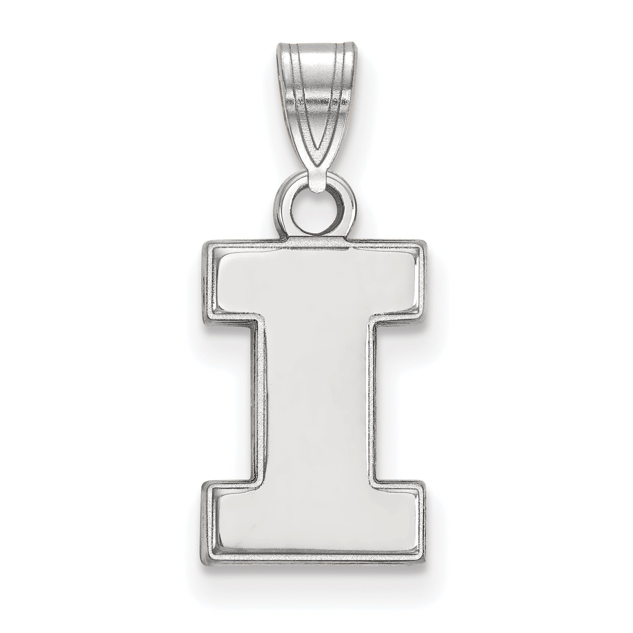 Sterling Silver Rhodium Plated Logoart University Of Illinois Letter I Small Pendant