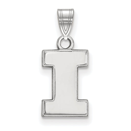 Sterling Silver Rhodium Plated Logoart University Of Illinois Letter I Small Pendant