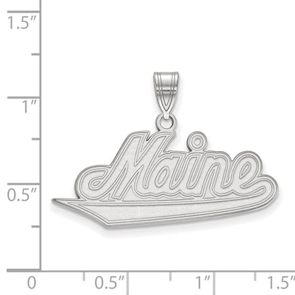 Sterling Silver Rhodium Plated Logoart University Of Maine Large Pendant