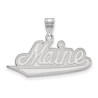 14K White Gold Logoart University Of Maine Large Pendant