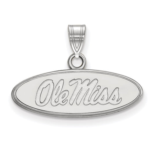 14K White Gold Logoart University Of Mississippi Ole Miss Small Oval Pendant