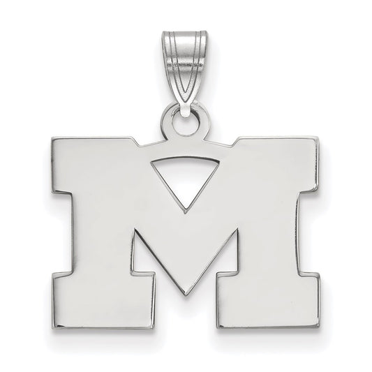14K White Gold Logoart University Of Michigan Letter M Small Pendant