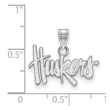 Sterling Silver Rhodium Plated Logoart University Of Nebraska Huskers Small Pendant