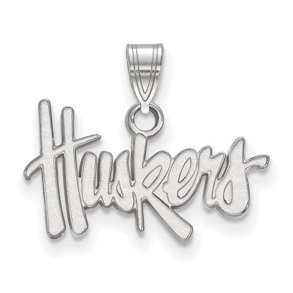 Sterling Silver Rhodium Plated Logoart University Of Nebraska Huskers Small Pendant