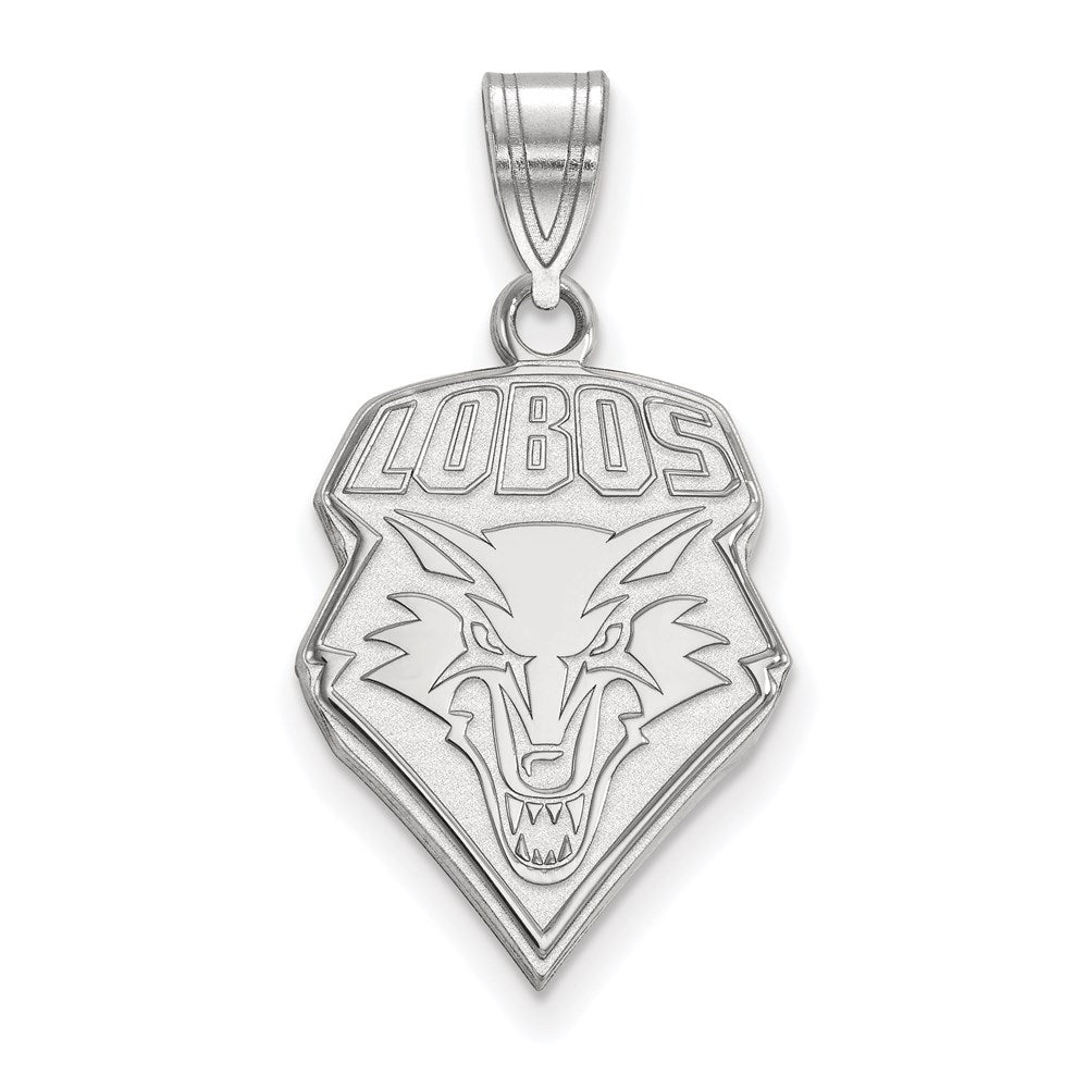 Sterling Silver Rhodium Plated Logoart University Of New Mexico Lobos Large Pendant