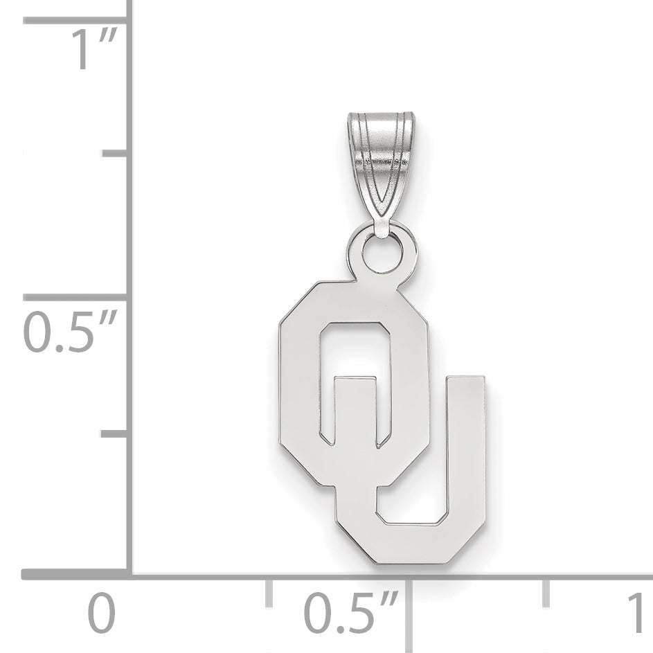 Sterling Silver Rhodium Plated Logoart University Of Oklahoma O U Small Pendant