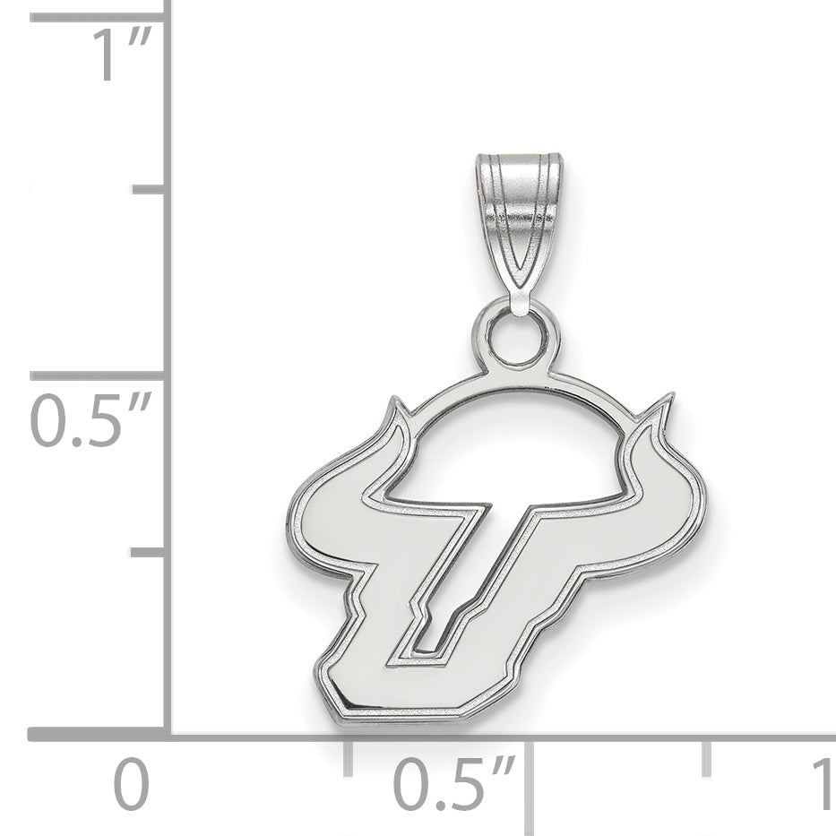 Sterling Silver Rhodium Plated Logoart University Of South Florida Bull Small Pendant