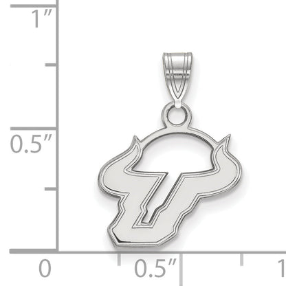 Sterling Silver Rhodium Plated Logoart University Of South Florida Bull Small Pendant