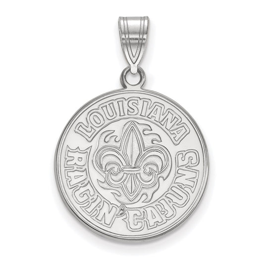 Sterling Silver Rhodium Plated Logoart University Of Louisiana At Lafayette Large Pendant