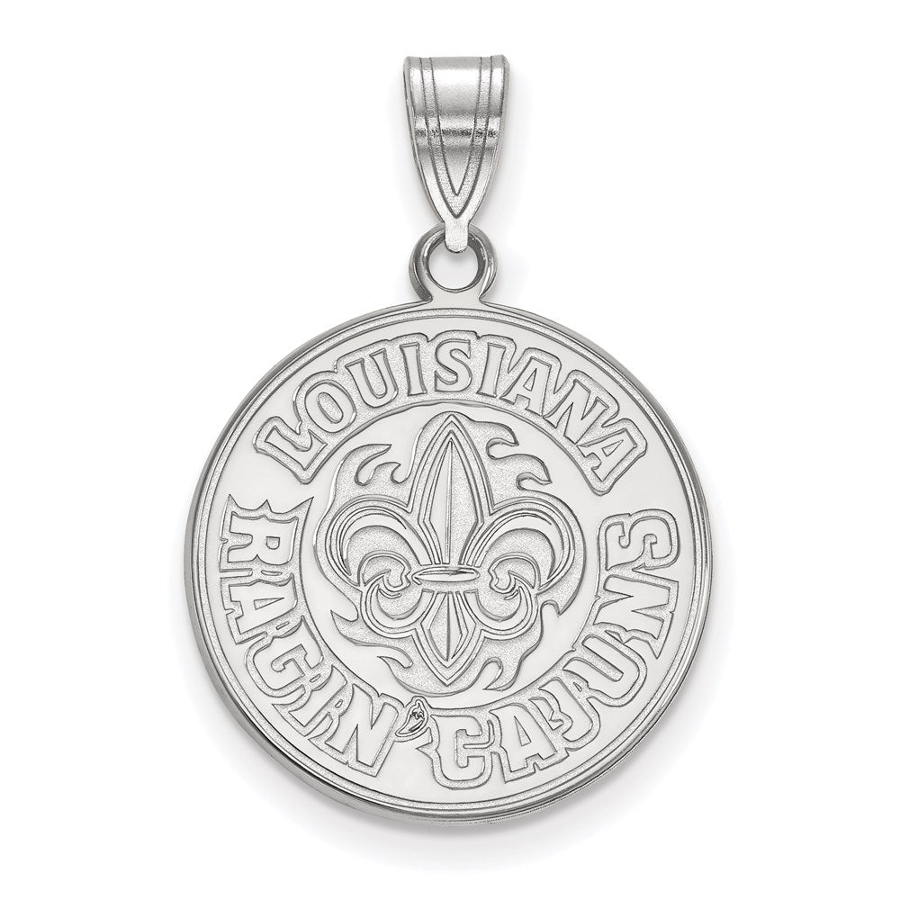10K White Gold Logoart University Of Louisiana At Lafayette Large Pendant