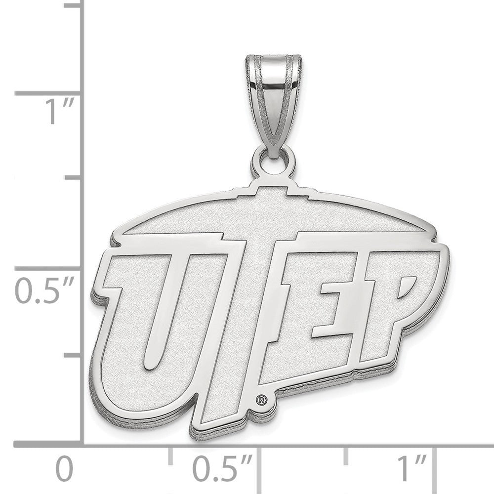 Sterling Silver Rhodium Plated Logoart University Of Texas At El Paso Large Pendant