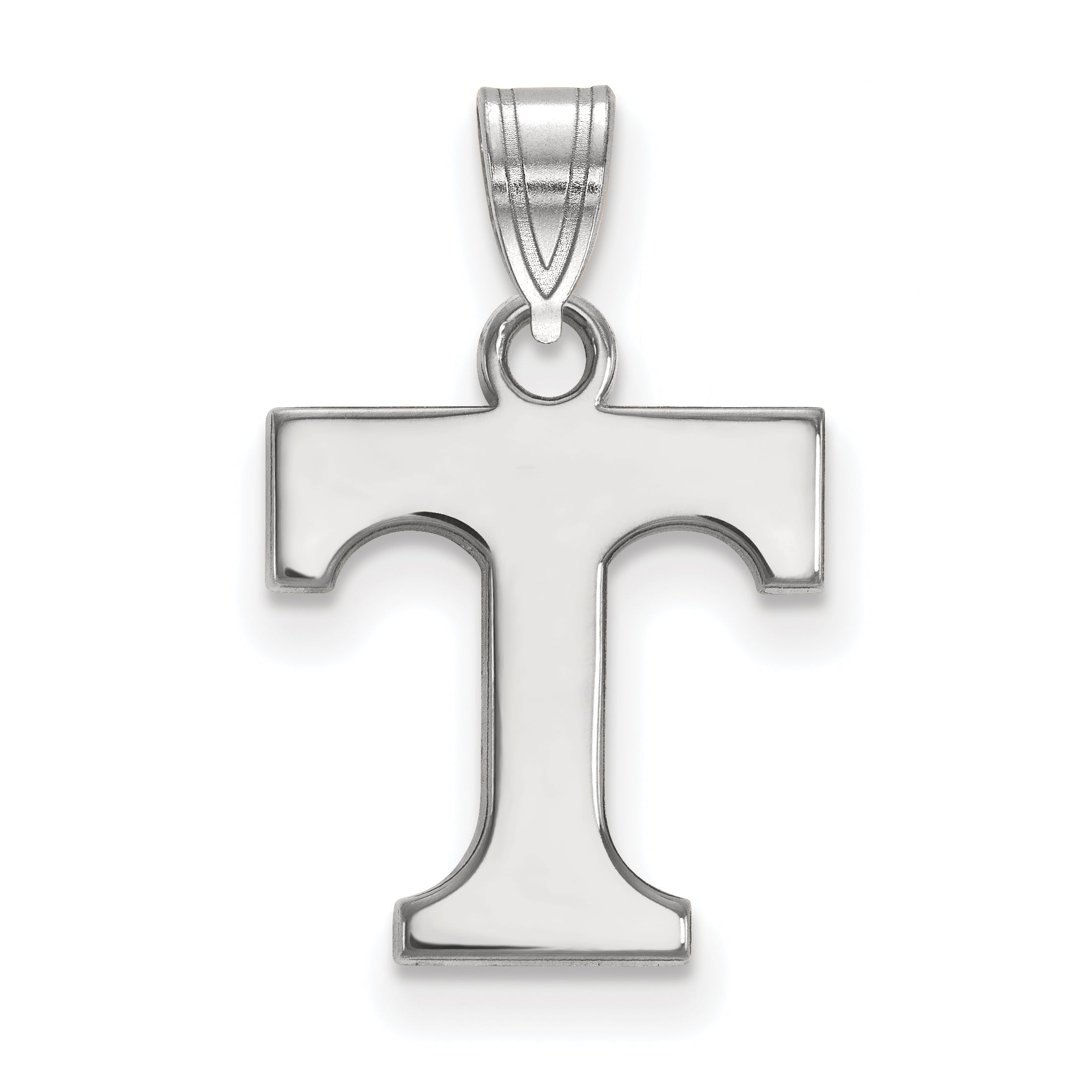 Sterling Silver Rhodium Plated Logoart University Of Tennessee Letter T Small Pendant
