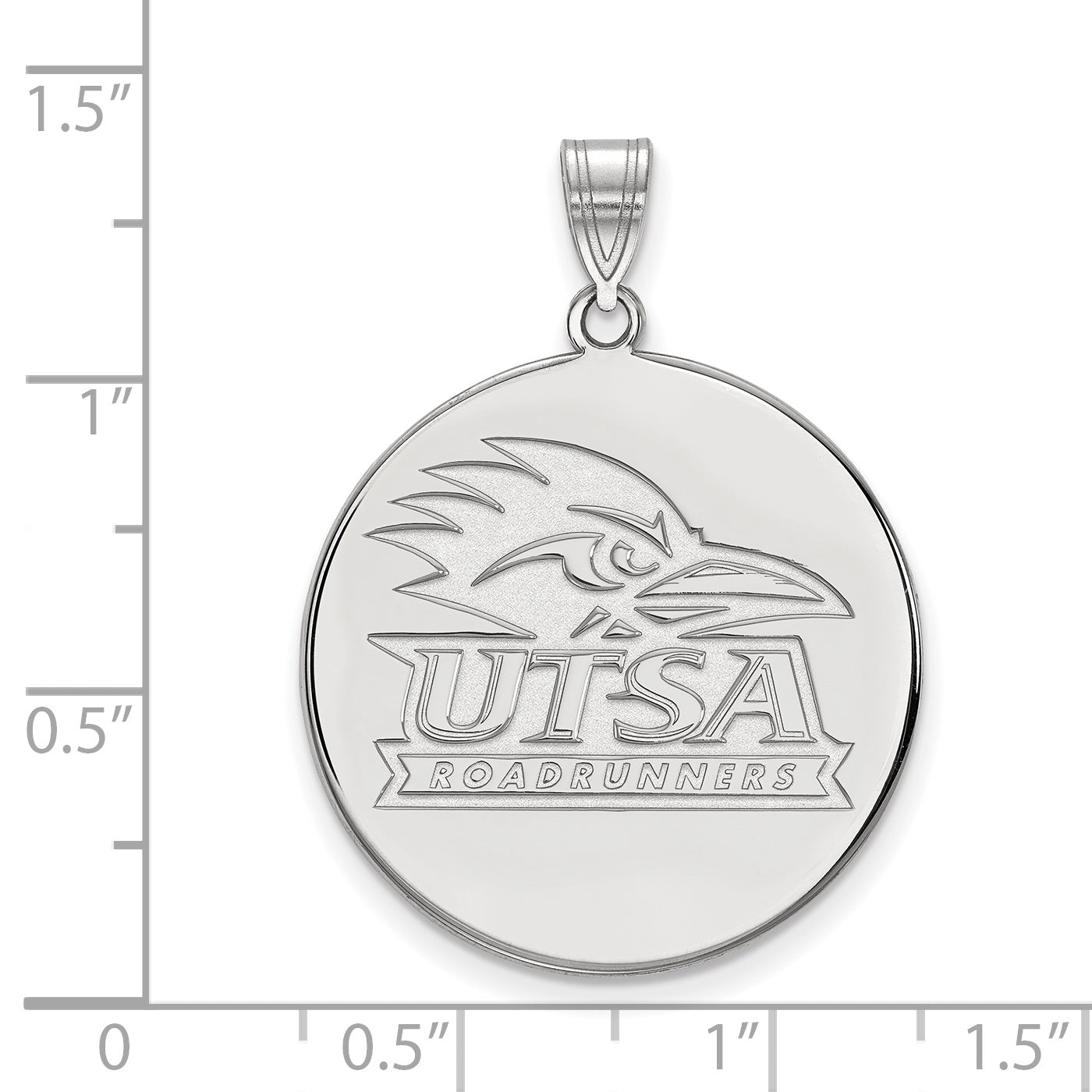 Sterling Silver Rhodium Plated Logoart University Of Texas At San Antonio Extra Large Disc Pendant