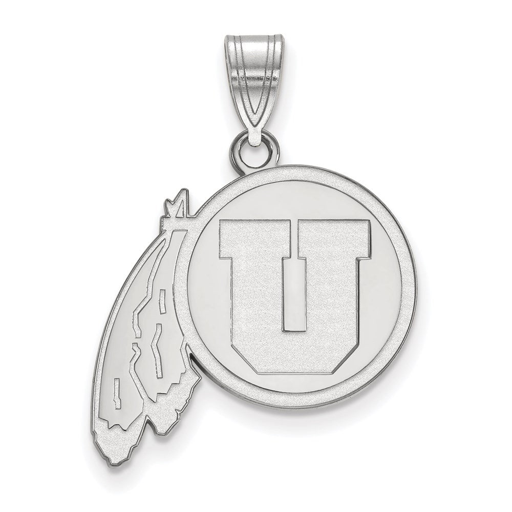 Sterling Silver Rhodium Plated Logoart University Of Utah Large Pendant