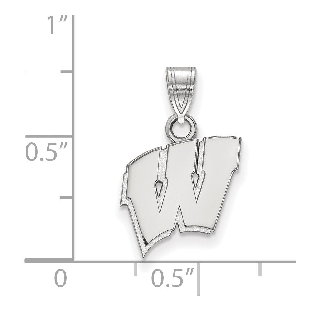 14K White Gold Logoart University Of Wisconsin Letter W Small Pendant