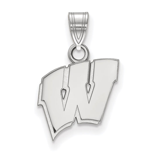 10K White Gold Logoart University Of Wisconsin Letter W Small Pendant