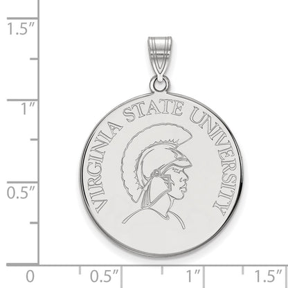 Sterling Silver Rhodium Plated Logoart Virginia State University Extra Large Disc Pendant