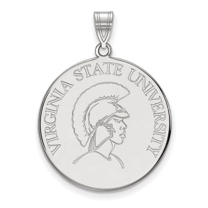 Sterling Silver Rhodium Plated Logoart Virginia State University Extra Large Disc Pendant