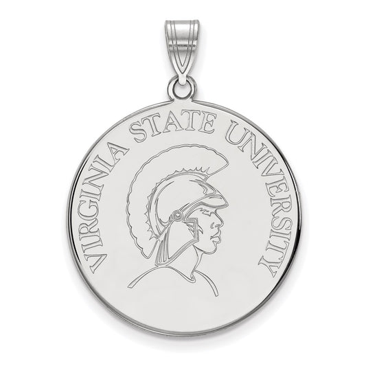 Sterling Silver Rhodium Plated Logoart Virginia State University Extra Large Disc Pendant