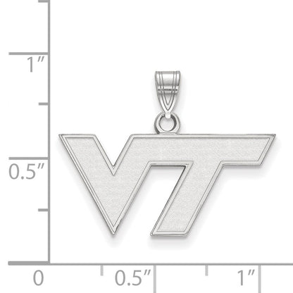 14K White Gold Logoart Virginia Tech V T Small Pendant