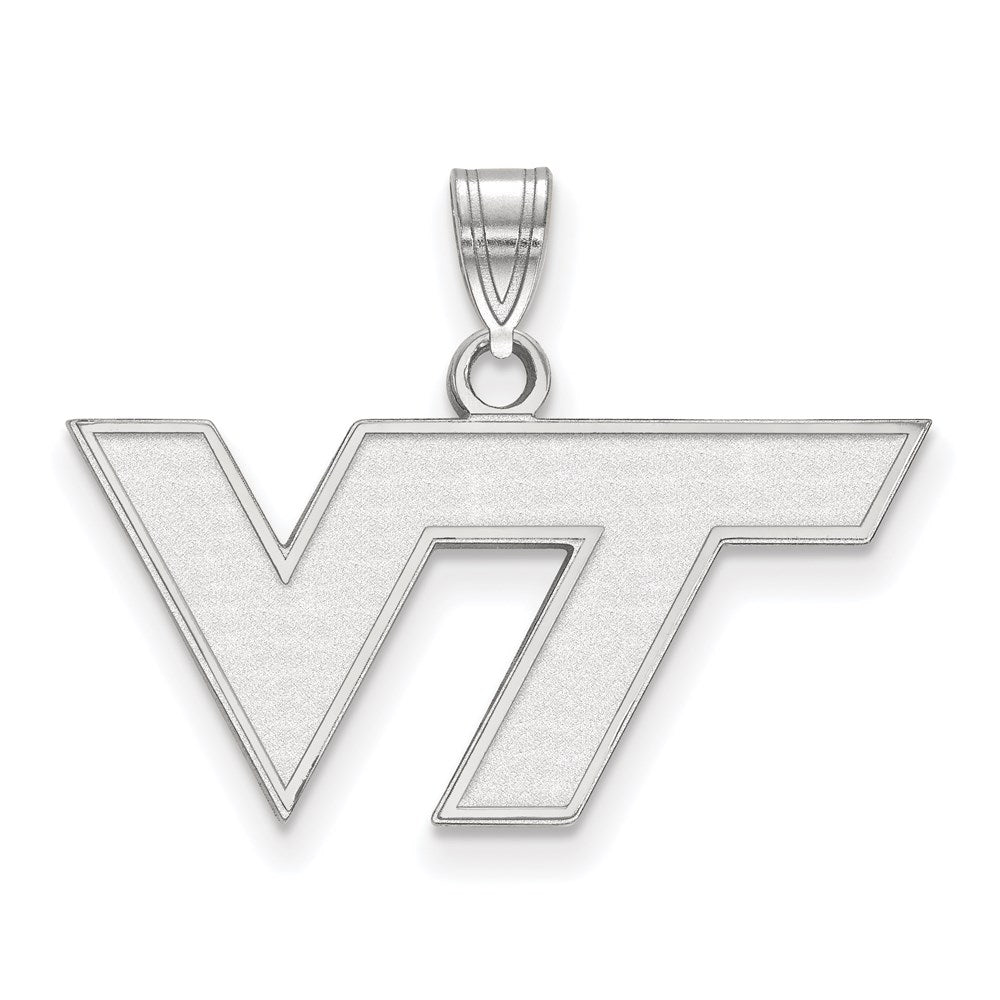10K White Gold Logoart Virginia Tech V T Small Pendant
