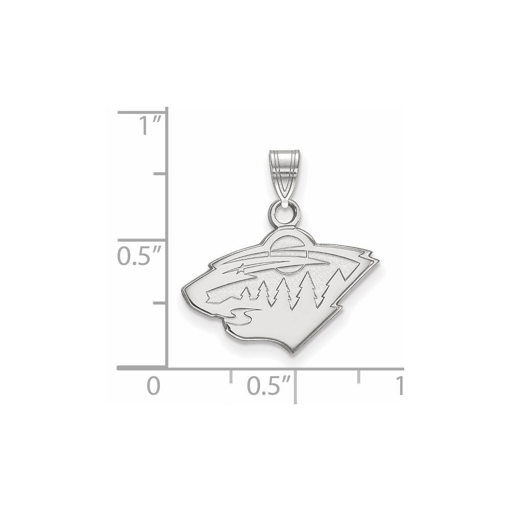 Sterling Silver Rhodium Plated Nhl Logoart Minnesota Wild Small Pendant