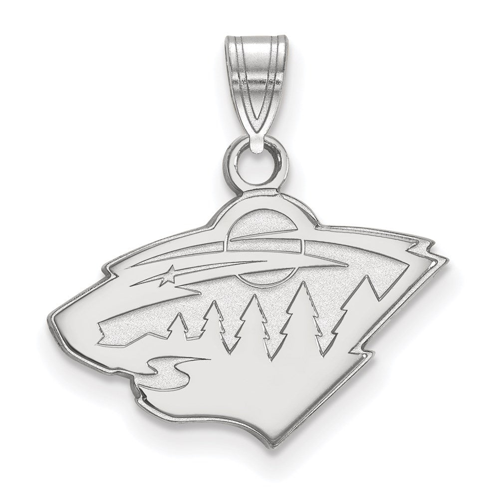 14K White Gold Nhl Logoart Minnesota Wild Small Pendant