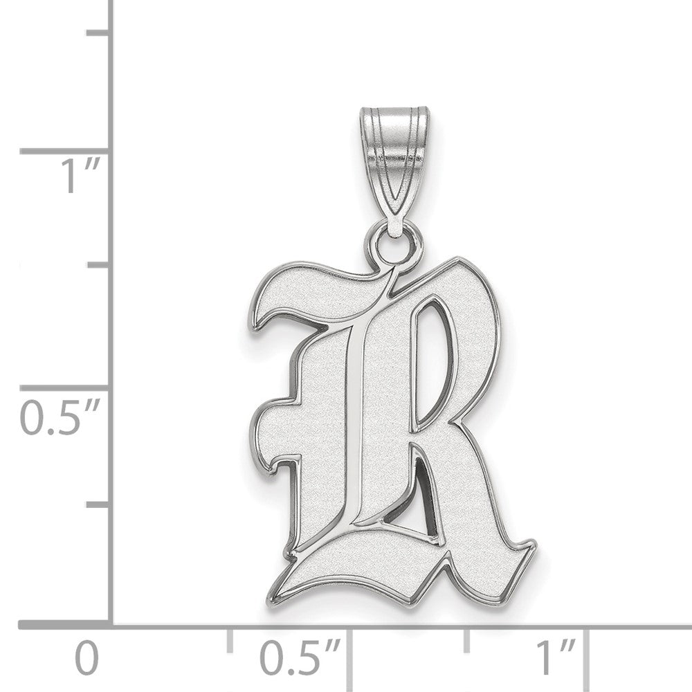 Sterling Silver Rhodium Plated Logoart Rice University Letter R Large Pendant
