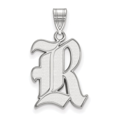 Sterling Silver Rhodium Plated Logoart Rice University Letter R Large Pendant