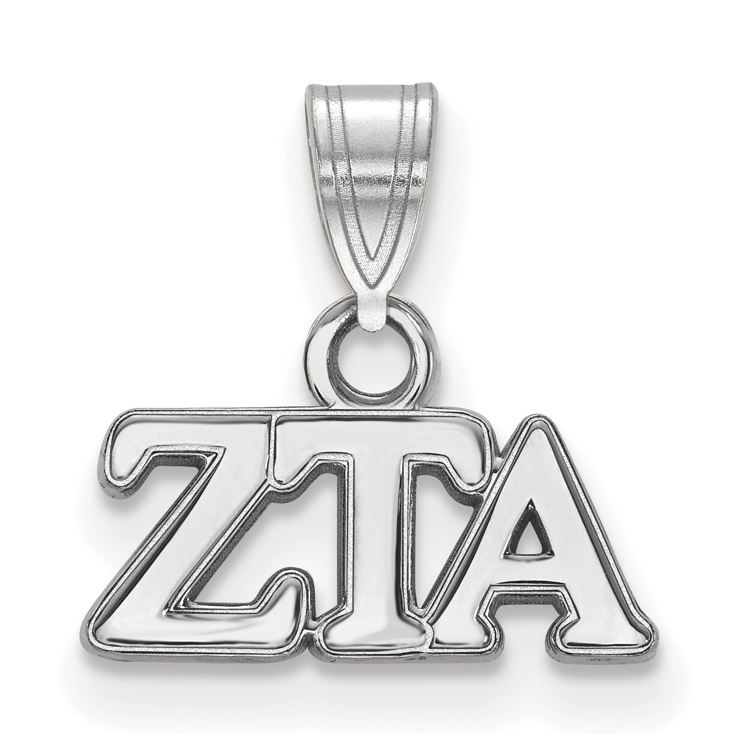 Sterling Silver Rhodium Plated Logoart Zeta Tau Alpha Sorority Greek Letters Small Pendant