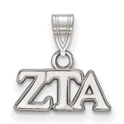 Sterling Silver Rhodium Plated Logoart Zeta Tau Alpha Sorority Greek Letters Small Pendant
