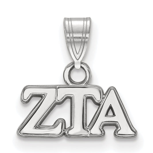 Sterling Silver Rhodium Plated Logoart Zeta Tau Alpha Sorority Greek Letters Small Pendant