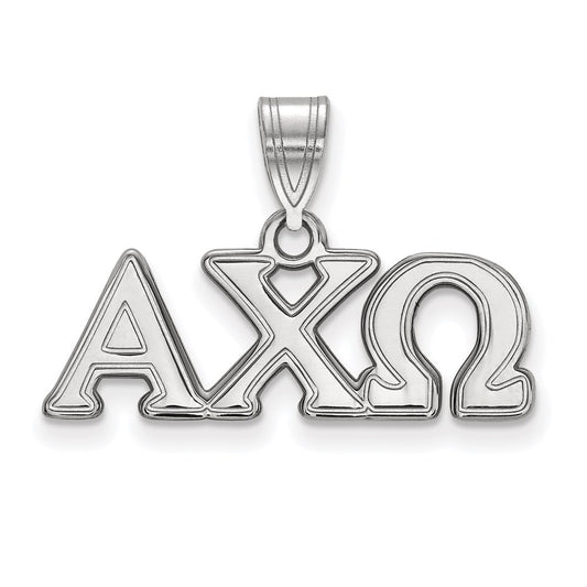 Sterling Silver Rhodium Plated Logoart Alpha Chi Omega Sorority Greek Letters Medium Pendant