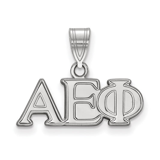 Sterling Silver Rhodium Plated Logoart Alpha Epsilon Phi Sorority Greek Letters Medium Pendant
