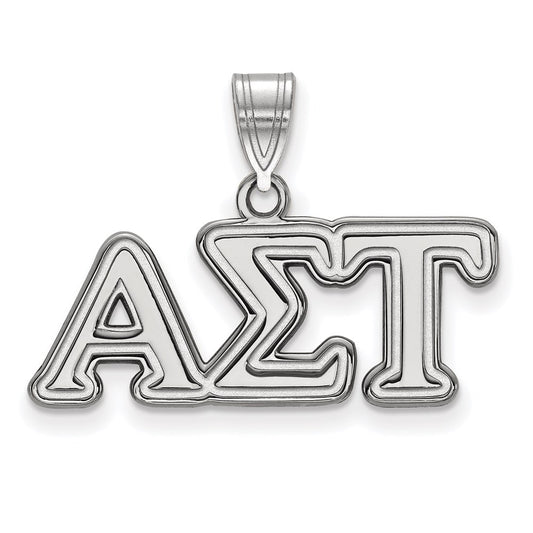 Sterling Silver Rhodium Plated Logoart Alpha Sigma Tau Sorority Greek Letters Medium Pendant