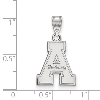 Sterling Silver Rhodium Plated Logoart Appalachian State University Medium Pendant