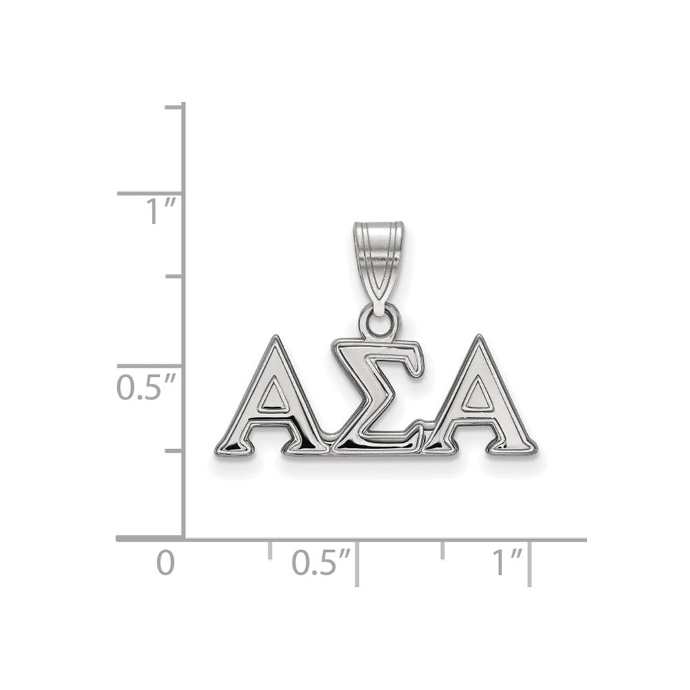 Sterling Silver Rhodium Plated Logoart Alpha Sigma Sorority Greek Letters Medium Pendant