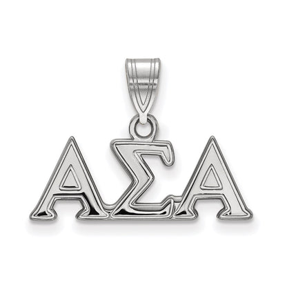 Sterling Silver Rhodium Plated Logoart Alpha Sigma Sorority Greek Letters Medium Pendant