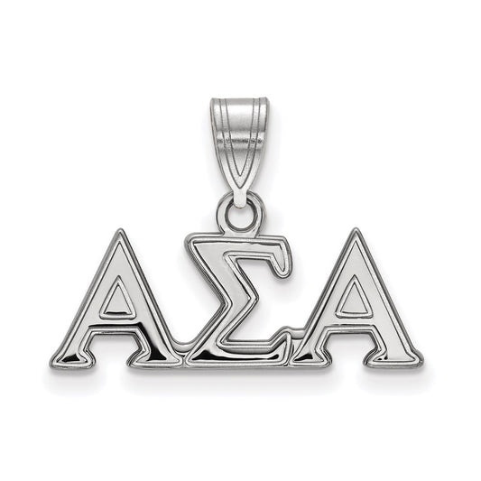 Sterling Silver Rhodium Plated Logoart Alpha Sigma Sorority Greek Letters Medium Pendant