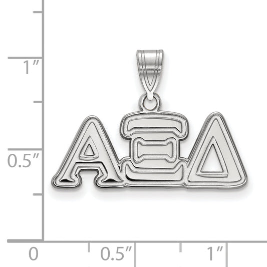 Sterling Silver Rhodium Plated Logoart Alpha Xi Delta Sorority Greek Letters Medium Pendant