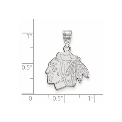 Sterling Silver Rhodium Plated Nhl Logoart Chicago Blackhawks Medium Pendant