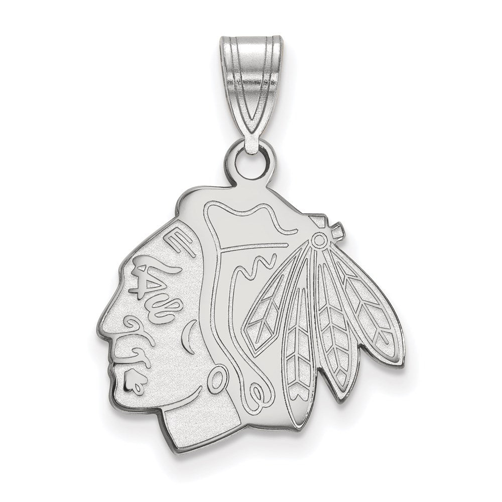 Sterling Silver Rhodium Plated Nhl Logoart Chicago Blackhawks Medium Pendant