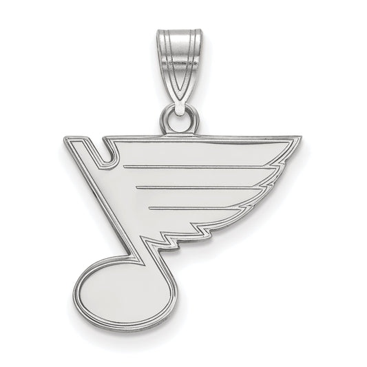 Sterling Silver Rhodium Plated Nhl Logoart St. Louis Blues Medium Pendant