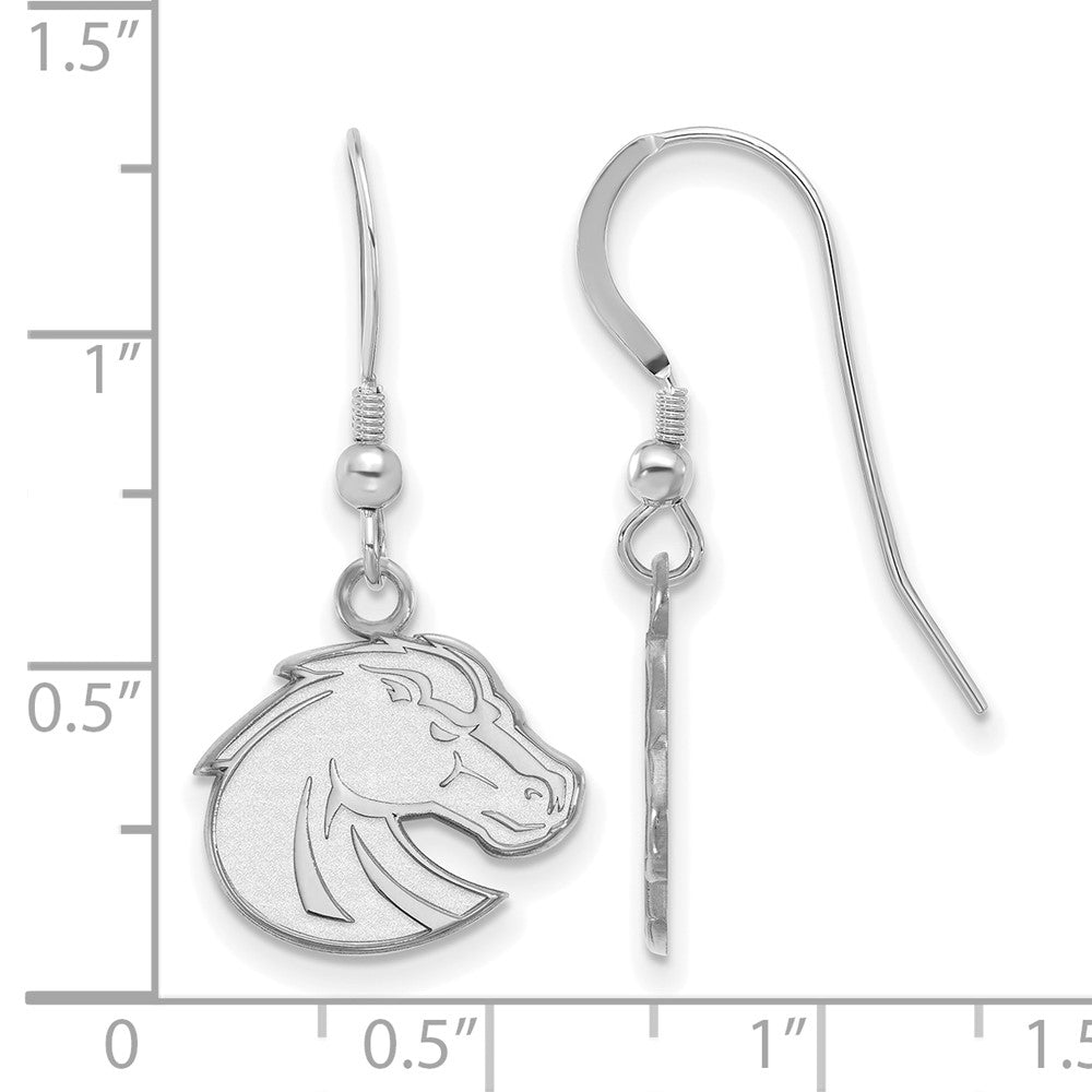 Sterling Silver Rhodium Plated Logoart Boise State University Bronco Small Dangle Wire Earrings