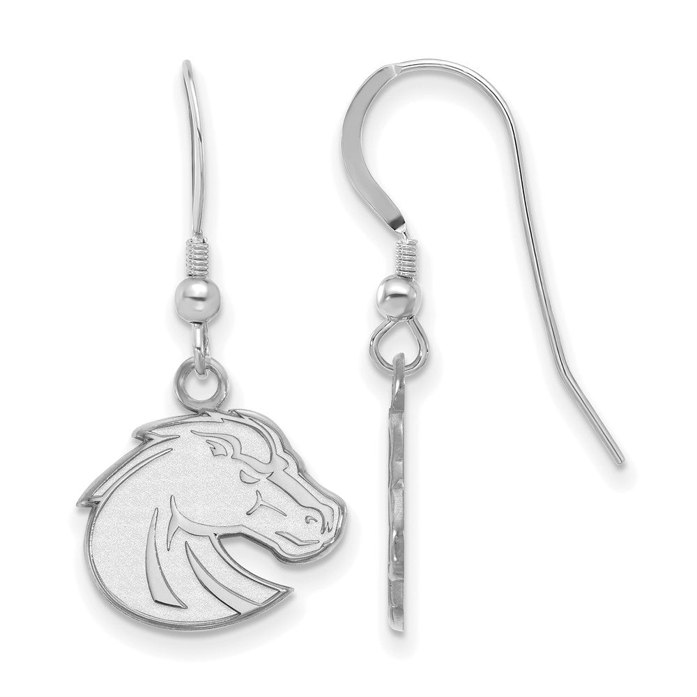 Sterling Silver Rhodium Plated Logoart Boise State University Bronco Small Dangle Wire Earrings