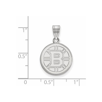 10K White Gold Nhl Logoart Boston Bruins Medium Pendant