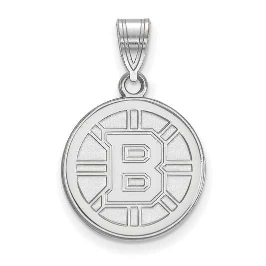 Sterling Silver Rhodium Plated Nhl Logoart Boston Bruins Medium Pendant