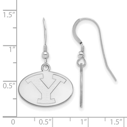Sterling Silver Rhodium Plated Logoart Brigham Young University Letter Y Small Dangle Wire Earrings