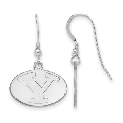 Sterling Silver Rhodium Plated Logoart Brigham Young University Letter Y Small Dangle Wire Earrings